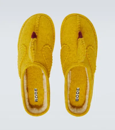 Bode Wool-blend Slippers In Yellow
