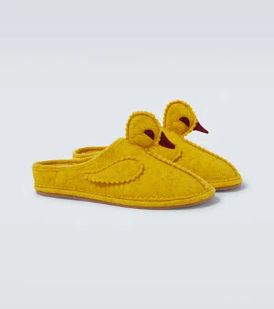 Bode Wool-blend Slippers In Yellow