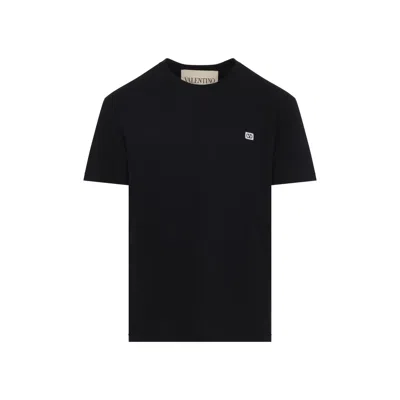Valentino Logo Patch Crew Neck Short Sleeve T-shirt In Black