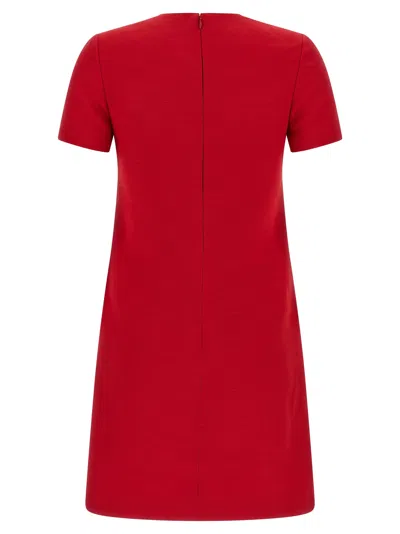 Valentino Womens Paris Pocket-front Short-sleeve Wool-blend Midi Dress In Red