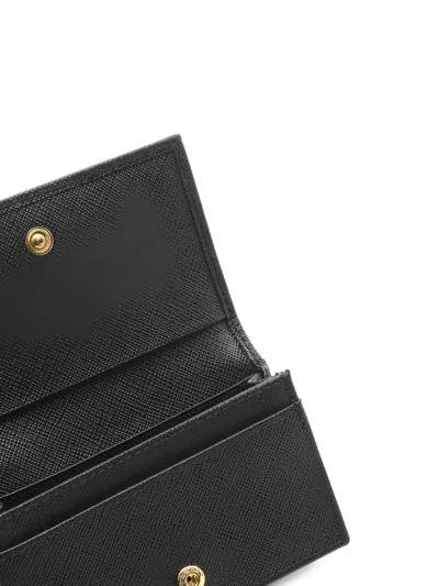 Pre-owned Prada 2020s Saffiano Triangle Wallet In Black