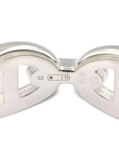 Pre-owned Hermes 2020s Pm Enchaînée Ring In Silver