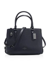 Coach Brooklyn Carryall 28 In Pebble Leather In Navy/dark Gunmetal