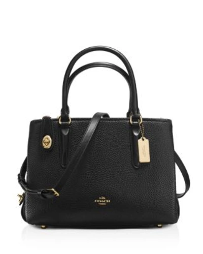 Shop Coach Brooklyn Carryall 28 In Pebble Leather In Black/light Gold