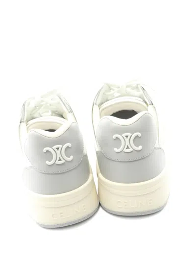 Pre-owned Celine Triomphe Leather Sneakers In White