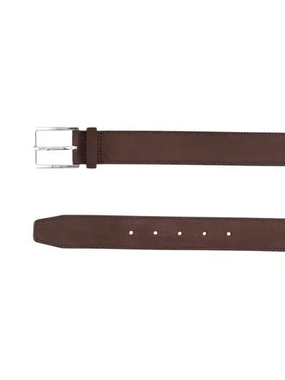 Hugo Boss Brown Solid Buckle Belt In Brown