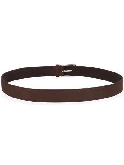 Hugo Boss Brown Solid Buckle Belt In Brown