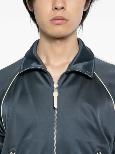 Tom Ford Contrast Side-strap Zipped Jacket In Blue