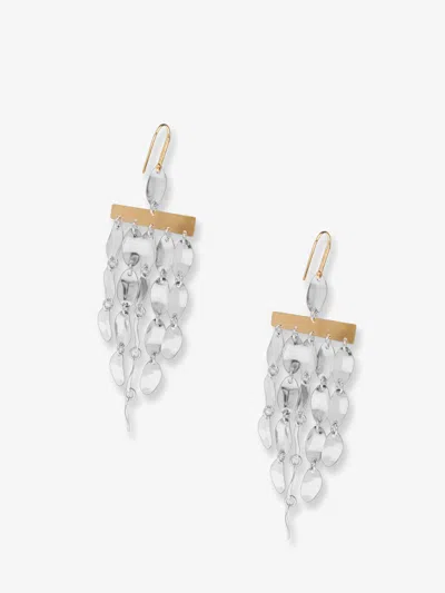 Isabel Marant Logo-engraved Drop Earrings In White