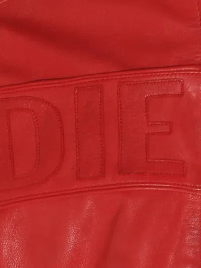 Diesel Colour-block Leather Biker Jacket In Red