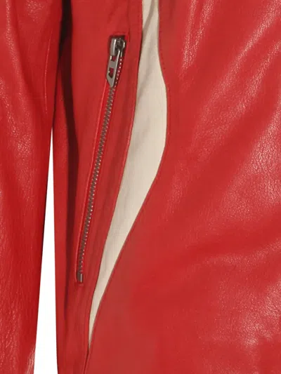 Diesel Colour-block Leather Biker Jacket In Red