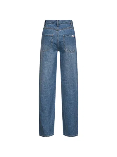 Self-portrait Womens Self Portrait Rhinestone Straight-leg Denim Jeans In Blue