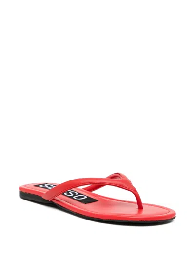 Senso Red Leather Nora Slides In Red