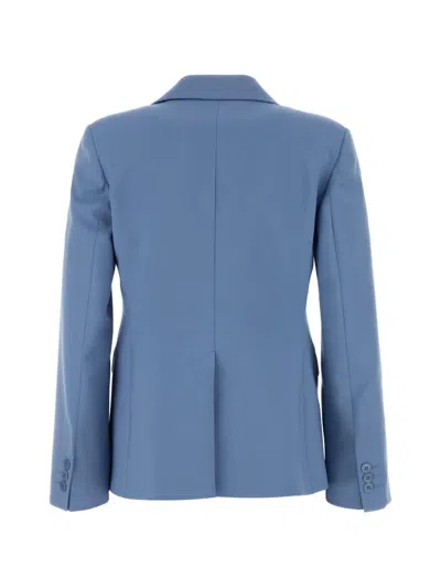 Weekend Max Mara Tailored Suit Jacket Buttoned Cuffs Flap Pockets In Blue