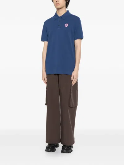 Canada Goose Beckley Polo Shirt Short Sleeve Collar In Blue