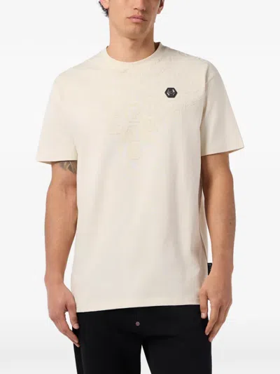 Philipp Plein Round Neck T-shirt Degrade Monogram Monogram In Neutral