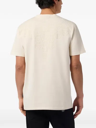 Philipp Plein Round Neck T-shirt Degrade Monogram Monogram In Neutral