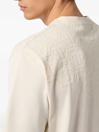 Philipp Plein Round Neck T-shirt Degrade Monogram Monogram In Neutral