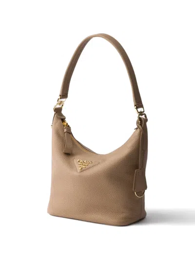 Prada Leather Shoulder Bag In Brown