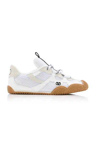 Valentino Garavani Amphibia Sneaker In Rubberised Calfskin And Split Leather Woman White 41