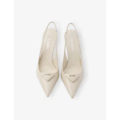 Prada Modellerie Pointed Toe Slingback Pump In Gray