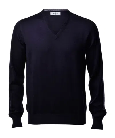 Gran Sasso V-neck Knitted Pullover In Black
