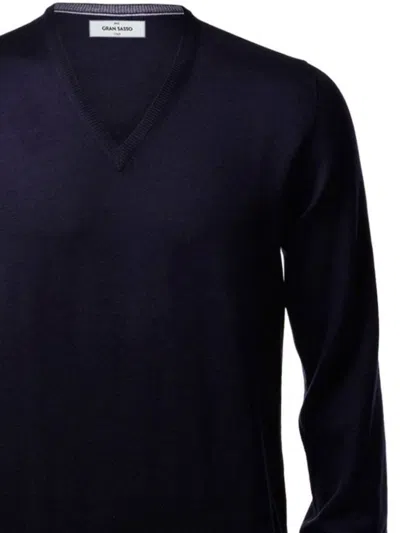 Gran Sasso V-neck Knitted Pullover In Black
