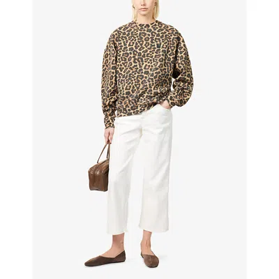 Anine Bing Miles Sweatshirt In Black And Brown Leopard