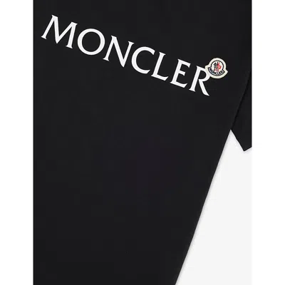 Moncler Cotton Jersey T-shirt With Logo Print Kids In Black