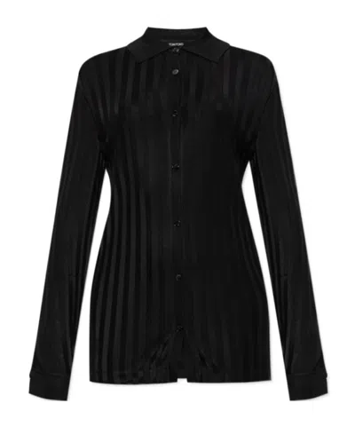 Tom Ford Stripe Pattern Button-up Shirt In Black