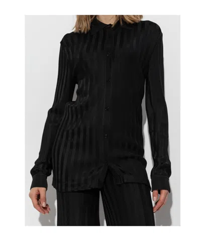 Tom Ford Stripe Pattern Button-up Shirt In Black