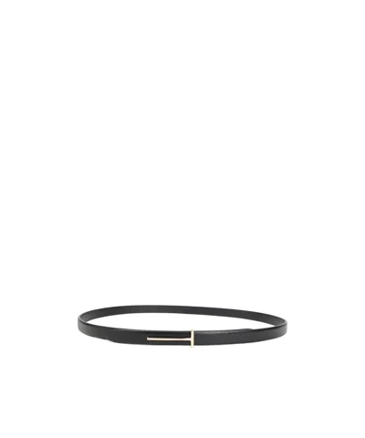 Tom Ford Skinny Python Embossed Leather Belt In Black