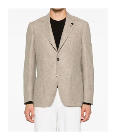 Lardini Single Breasted Flower Detailed Blazer In Neutral