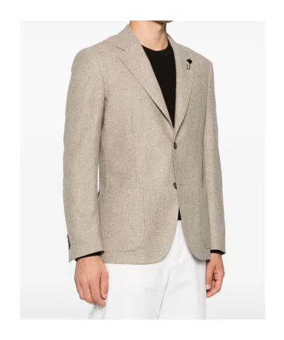 Lardini Single Breasted Flower Detailed Blazer In Neutral