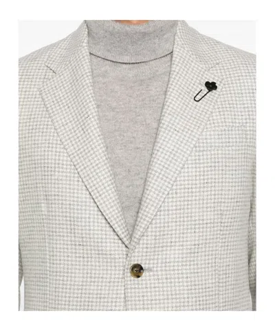 Lardini Single-breasted Checked Blazer In White