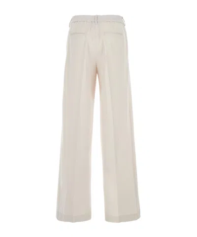 Pt Torino Lorenza Half Elasticated Belt Pants In White