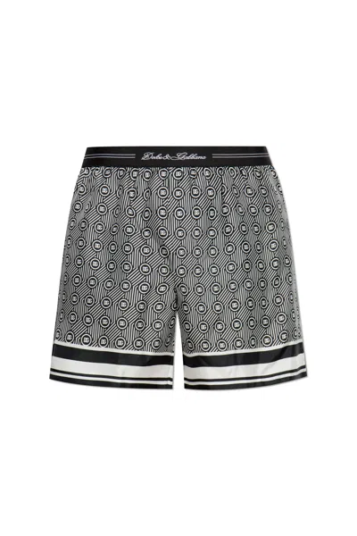 Dolce & Gabbana Logo-jacquard Patterned Boxers In Gray