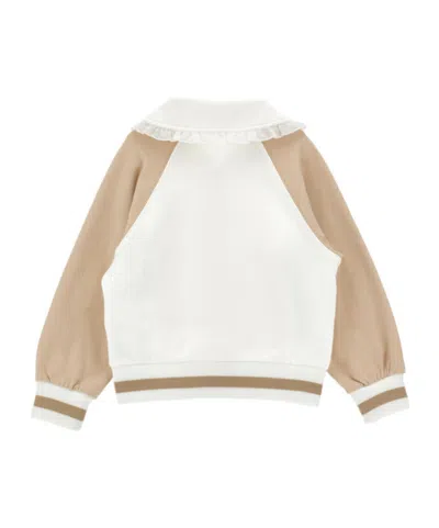 Monnalisa Kids' Teddy  Two-tone Sweatshirt In Multi