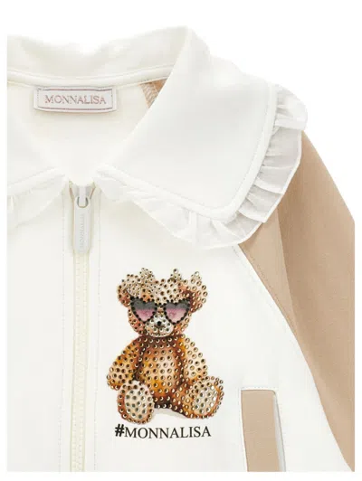 Monnalisa Kids' Teddy  Two-tone Sweatshirt In Multi