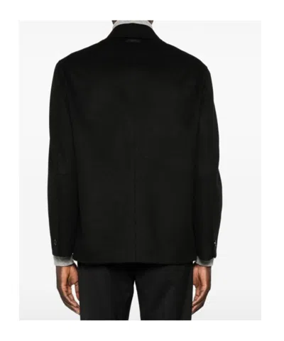 Lardini Patch-pocket Collared Coat In Black