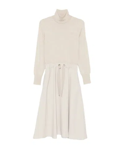 Herno Roll-neck Tie Dress In White