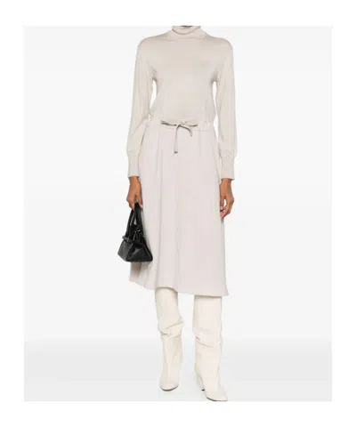 Herno Roll-neck Tie Dress In White