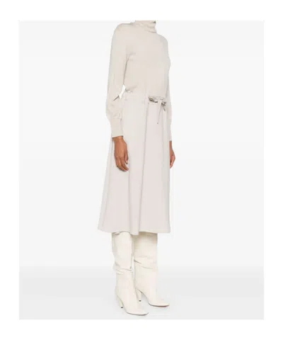 Herno Roll-neck Tie Dress In White