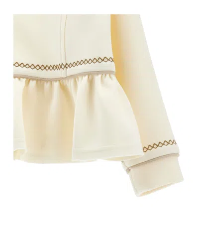 Monnalisa Kids' Zip-up Bomber Jacket In White