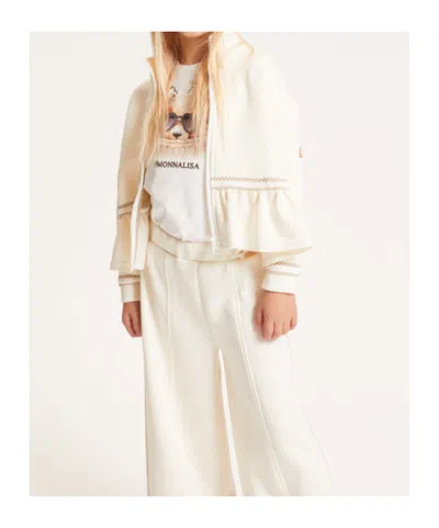 Monnalisa Kids' Zip-up Bomber Jacket In White