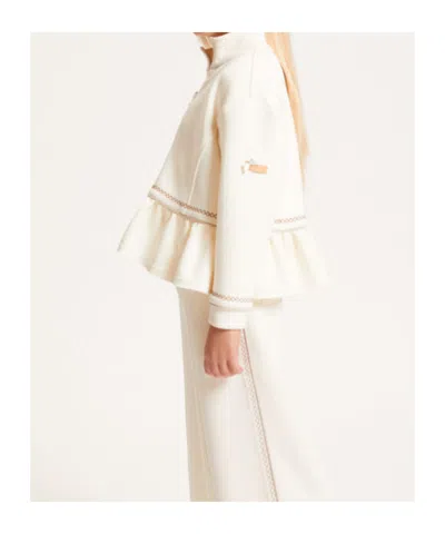 Monnalisa Kids' Zip-up Bomber Jacket In White