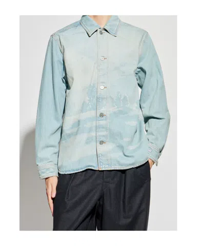 Lacoste Buttoned Denim Jacket In Blue