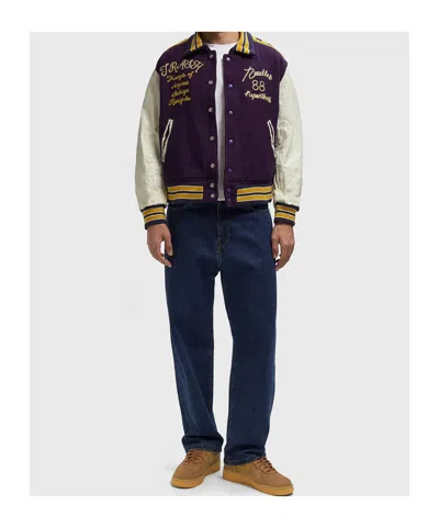 Needles Purple Embroidered Varsity Jacket In Multi