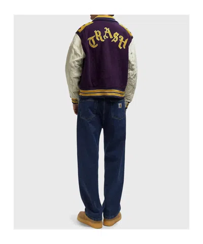 Needles Purple Embroidered Varsity Jacket In Multi