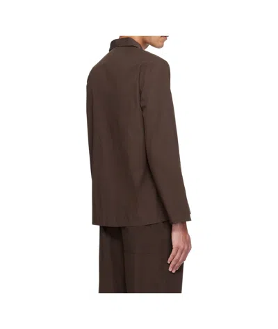 Tekla Brown Poplin Long-sleeved Pyjama Shirt In Brown